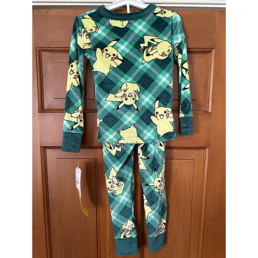 Boys' Pokemon Pikachu Green Fleece Two Piece Pajamas Size 4 NWT - Picture 5 of 5